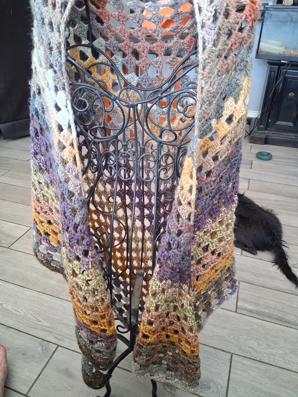 Handmade Multicolor Crochet Wrap Scarf